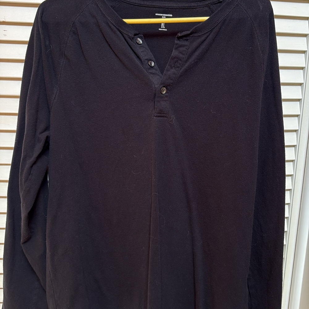 Amazon Essentials Men's Dark Long Sleeve Henley